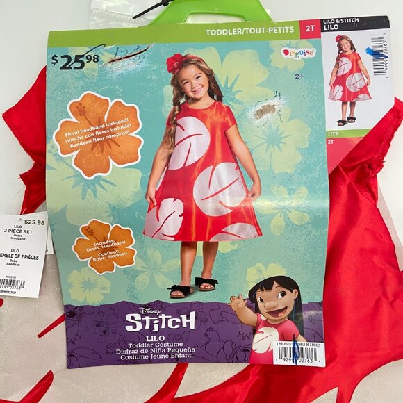 Disney Lilo & Stitch Toddler Costume Dress & Headband 2T Red Leaf NWTDescription - Picture 2 of 16